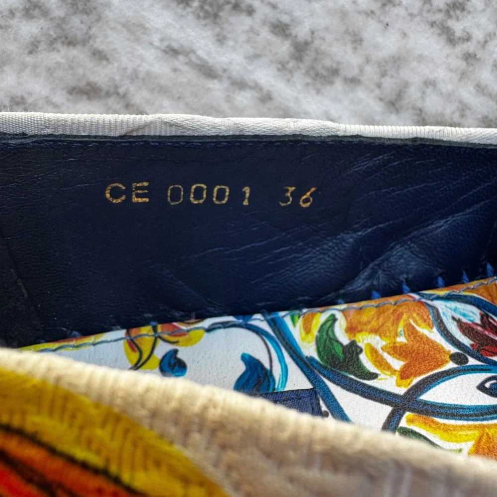 Dolce & Gabbana Majolica Print Espadrilles Blue Jute Flats Size 36 US Size 6